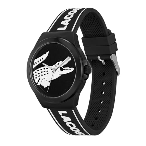 Lacoste Neocroc Qtz Basic Black Round Dial Men's Watch|White & Black Silicone Material|Multi Color Band - 2011185