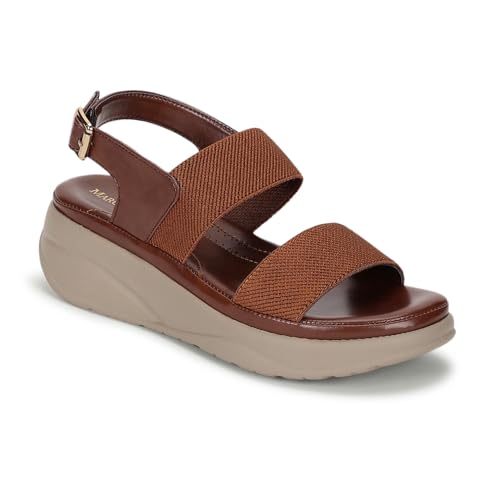 Marc Loire Women Smart Casual Platform Heel Fashion Sandal with Adjustable Strap (Brown, UK Footwear Size System, Adult, Women, Numeric, Medium, 5)
