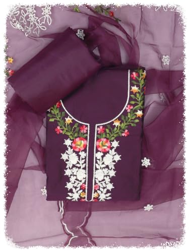 Wine Embroidered Unstitched Dress Material_DM-NEMI-00028
