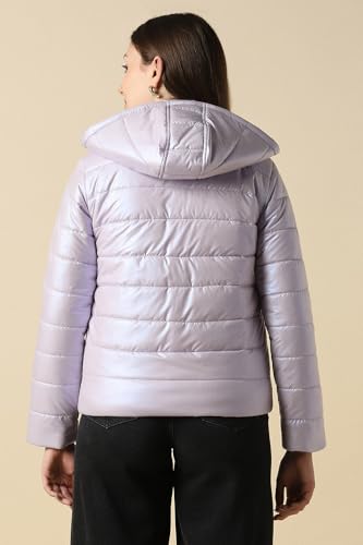 Women Lilac Solid Casual Jacket