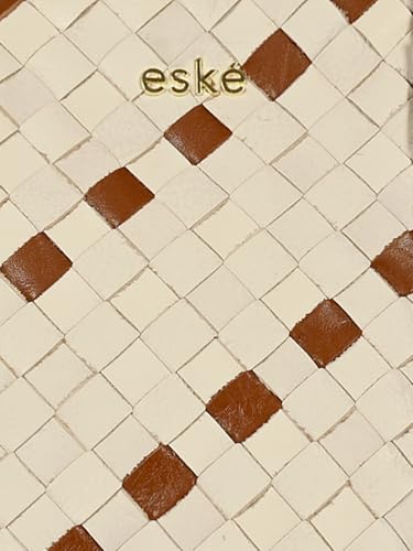 eske Paloma Genuine Leather Braided Tote Bag For Women (Vanilla Cognac)