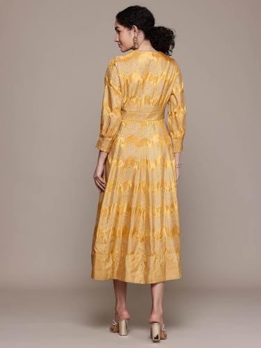 Aarke Ritu Kumar Yellow Firgun Festive Long Dress