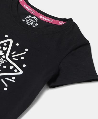 Jockey Round Neck Half Sleeve T-Shirt for Girls AG01_Black_11-12 Yrs