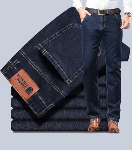 URBAN POCKETS Jeans for Men | Denim Pants with Straight Fit & Formal Look (Regular-D.Blue-U08-36)