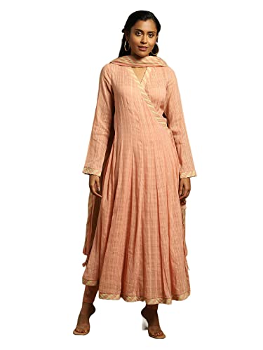 Ritu Kumar Rose Solid Angrakha Style Kurta With Legging And Dupatta