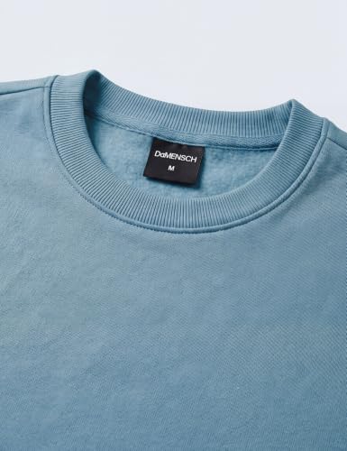 DAMENSCH Heat-Code Comfort Fit Sweatshirt for Men with Pockets | Double-Brushed Microfiber Fleece | Warm Winter Pullover (5-15°C) | Anti-Pilling, Glacier Blue, XL