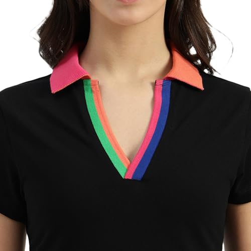 United Colors of Benetton Johny Collar Solid A-Line Dress (Size: M) - 26P3E89W3F67I100 Black