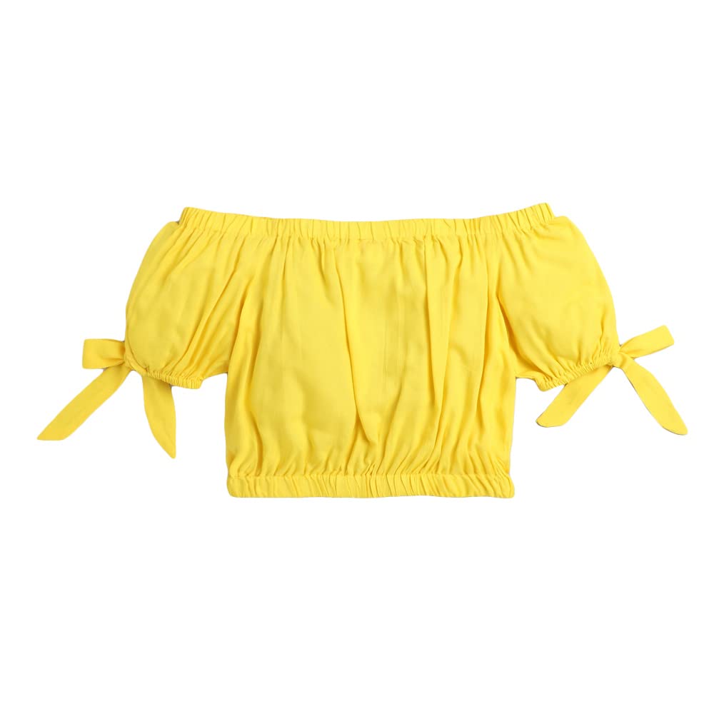 Hopscotch Cotton Girls Floral Print Top Pant Set In Yellow Color For Ages 7-8 Years