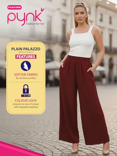 Lux Cozi PYNK Cotton Plazzo for Women_COZI_PYNK_PLAINPALAZZO_MRN_FS_1PC Maroon