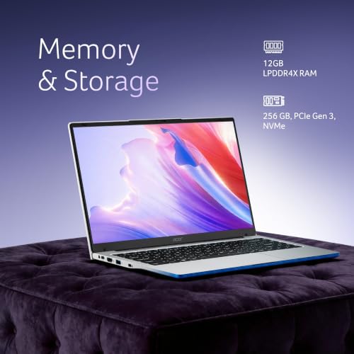 Acer Smartchoice Aspire One, Intel Core Celeron N4500, 12GB LPDDR4 RAM/ 256GB SSD, 14.0"/35.56cm WXGA Display, Intel UHD Graphics, Win 11 Home, Pure Silver, 1.3 Kg, A114-45, Thin and Light Laptop