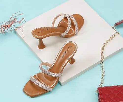LOUIS STITCH Women's Fashion Slip-On Pointed Heel Sandals | Open Toe Tan Stylish Stiletto Heel Sandal for Ladies, Fashionable and Comfortable Sandal |LSOF-LDPH-GLDSTN | (UK-5)