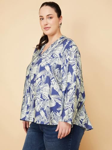 Max Women Printed Shirt (Blue_XXL)