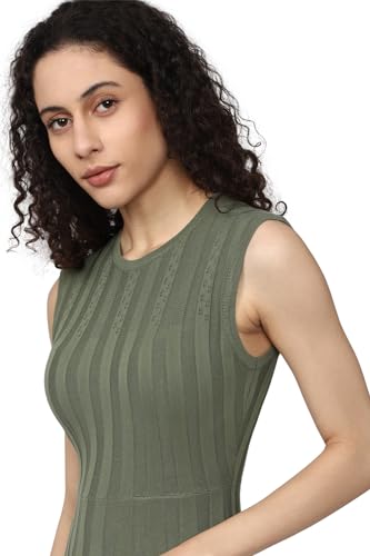 Van Heusen Women's Polyester Modern Mid-Thigh Length Dress (VWFDFRGFY44875_Olive