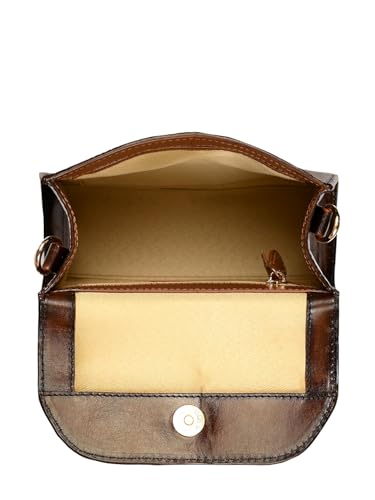 eske Noah Animal Print Genuine Leather Women Satchel (Tan Print)