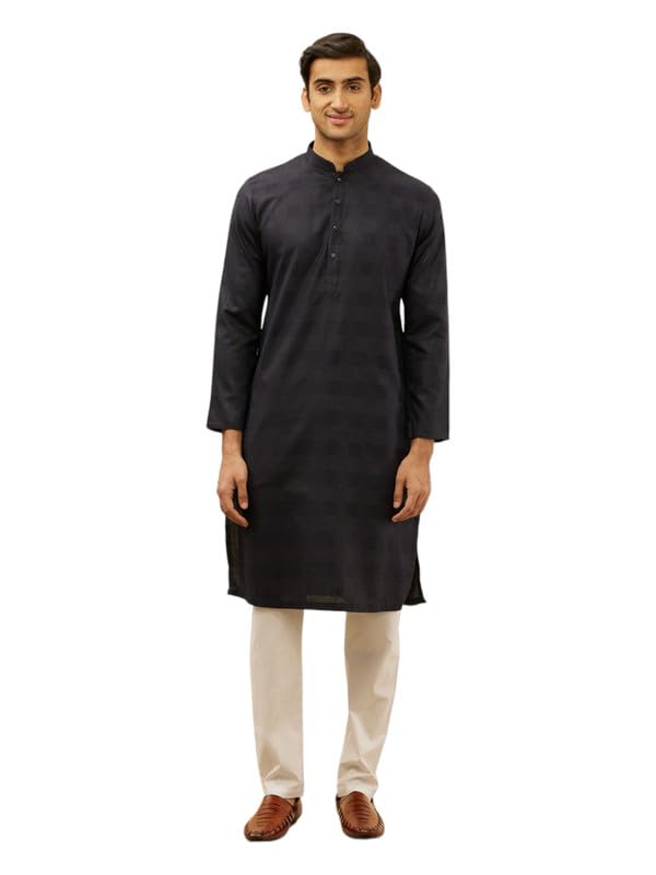 Manyavar Men's Self Patterned Kurta Pajama Set (2pcs)