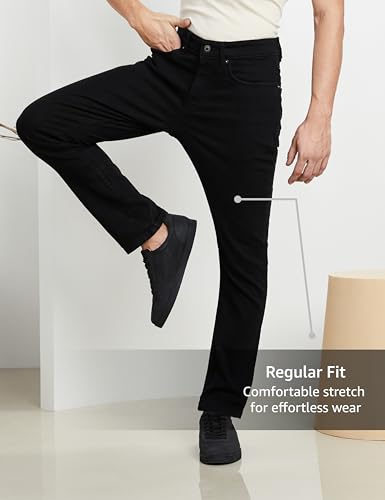 Symbol Premium Men's Cotton Stretch Jeans (Regular Fit)_SP-S25-M-DNM-103_Black_38