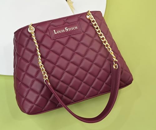 LOUIS STITCH Stylish Cherry Handbag for Women | Multi Pocket Ladies Satchel Handbag for Travel, Office, College | LDB-12-CUSBRW