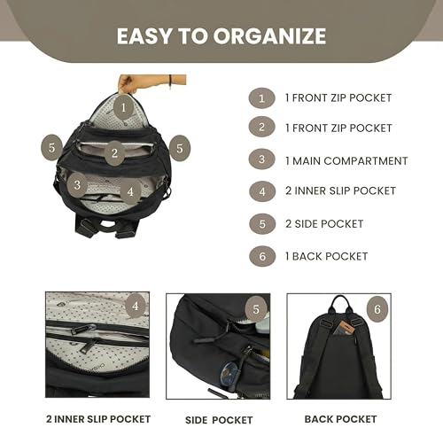 12o12 Women’s Stylish Lightweight Backpack for Daily Use, Travel, Work | Multi-Compartment Water-Resistant Daypack Bag, Anti-Theft Storage Back Pocket (26 (L) X 37 (H) X 14 (W) CM) (Black)
