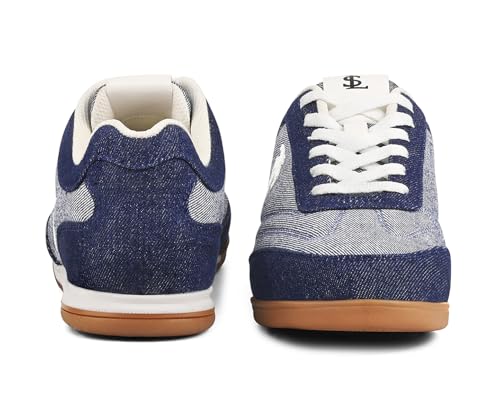 LOUIS STITCH Women’s Navy Blue Casual Lightweight Denim Sneakers | Ortholite Cushioned Comfort | Dual-Color TPR Sole | Lightweight & Comfortable Casual Lace-Up Shoes | LSD-SNK-DNM-NBU | UK-3