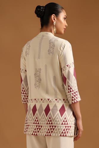 Soch Womens Off White Rayon Geometric Tunic