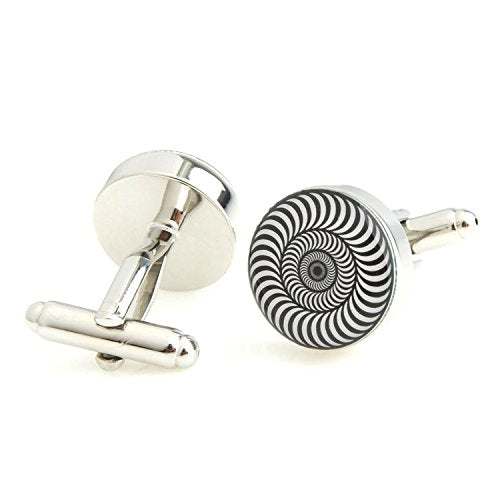 Peluche Designer Black & White Enamel Cufflinks for Men