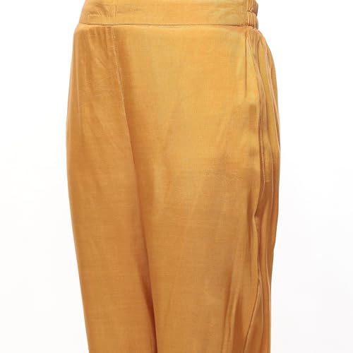 BIBA Women YARNDYED STRAIGHT SALWAR KURTA DUPATTA(SKD9645_MUSTARD_34)