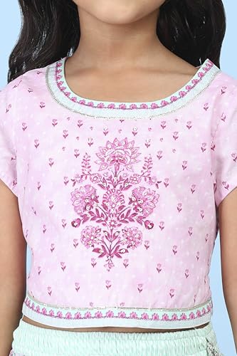 Biba Girls Pink Cotton Printed Regular Lehenga Set_14-15Y