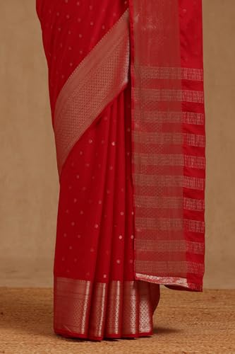 Soch Womens Red Georgette Zari Woven Saree