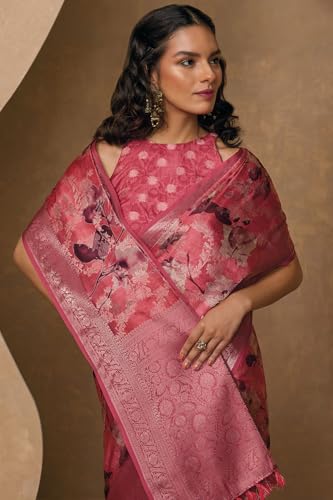 Soch Womens Rust Tussar Woven Design Saree With Tassels