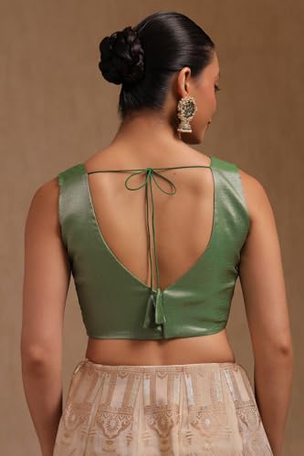 Soch Womens Green Tussar Chevron Print Padded Blouse