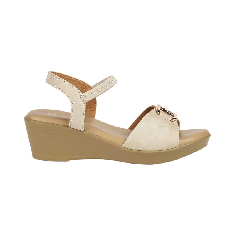 tresmode RERUN Cream Women's Dress Wedge Sandals in Size 3 UK / 36 EU