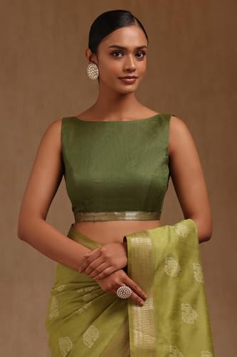 Soch Womens Light Green Tussar Woven Design Saree