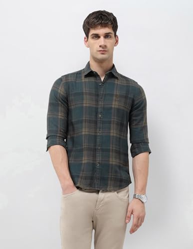 U.S. Polo Assn. Denim Co. Men's Tartan Checked Regular Fit Shirt (UDSHT1875_Grey_39)