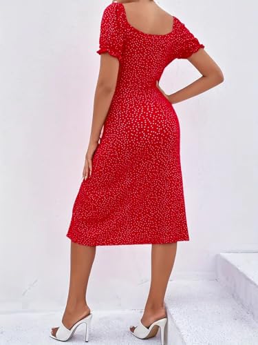GRECIILOOKS Dress | Stylish Dresses for Women | One Piece | Short Sleeve | Knee Lenght Summer Dress for Women (in, Alpha, S, Cherry RED)