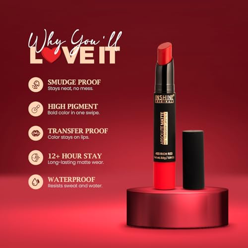 INSHINE ORIGINALS Absolute Matte Lipstick - Long-Lasting, Intense Color with a Velvety Matte Finish, Transfer-Resistant Formula for Sophisticated Lips (430 RAVISHING ROUGE)