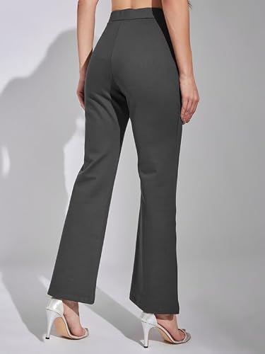 Latin Quarters Women Grey Solid High Rise Casual Flared Trouser_XL