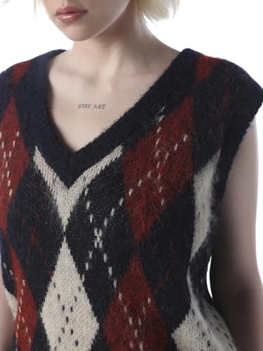 ONLY Women's Colourblocked Regular Fit Navy Blue Sweater