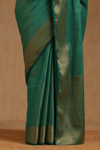 Soch Womens Green Georgette Paisley Zari Woven Saree