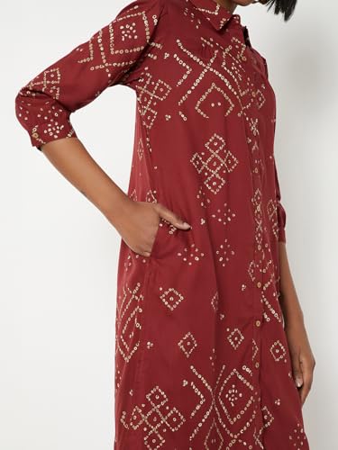 Max Women Printed Straight Kurta Set (Red_S)