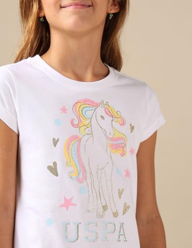 U.S. POLO ASSN. Girl's Regular Fit T-Shirt (UGSS25TSH241 White