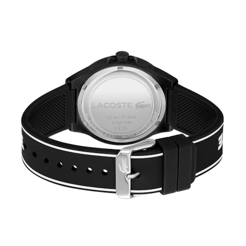 Lacoste Neocroc Qtz Basic Black Round Dial Men's Watch|White & Black Silicone Material|Multi Color Band - 2011185