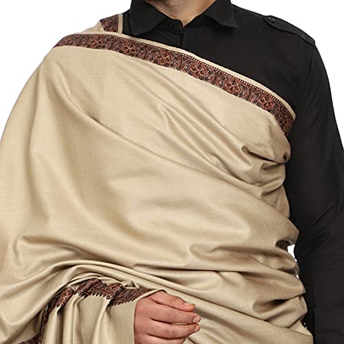 SWI WITH LABEL Men's Kashmiri Embroidered Wool Shawl (GC107_Deep Grey_Free Size)