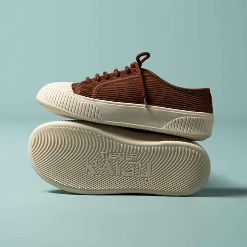 Theater Wicked Brothers Brown Corduroy Lace-Up Sneakers for Women | Casual Shoes with Cushioned Insole for All-Day Comfort