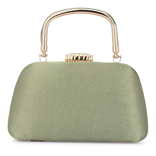For The Beautiful You Embroidered Women's handle Clutch (Green)