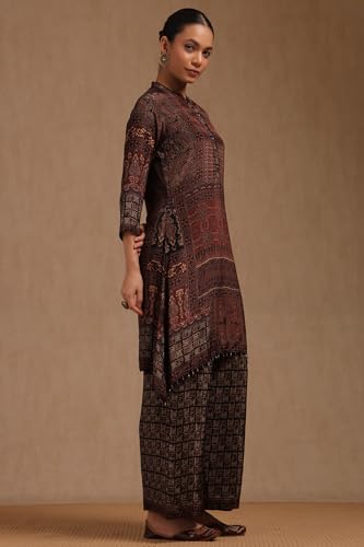 Soch Womens Brown Crepe Ethnic Motifs Co-Ord Set