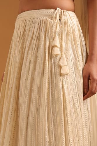 Soch Womens Beige Georgette Ethnic Motifs Lehenga Choli Set With Sequined
