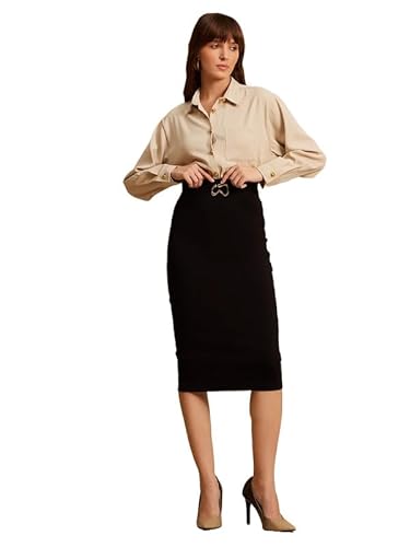 Kazo Lyric Pencil Midi Skirt for Women Black