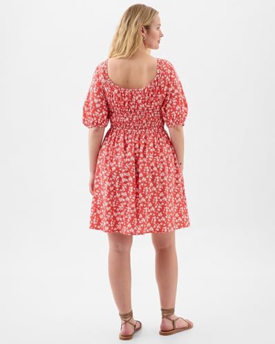 GAP Women's Cotton Blend Fit and Flare Above The Knee Casual Dress (442528426_red