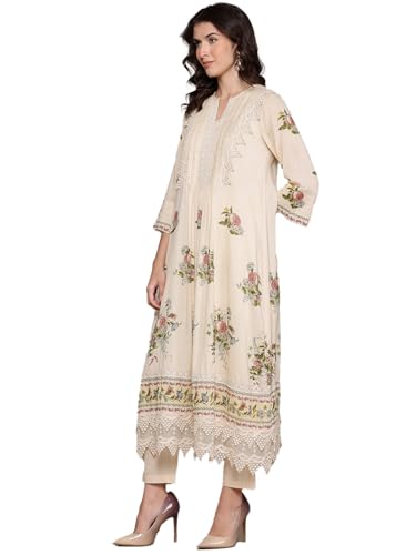 Ecru Multi Chintz Kurta With Palazzo And Dupatta