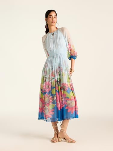 Label RITU KUMAR Blue Miley Full Sleeves Long Dress
